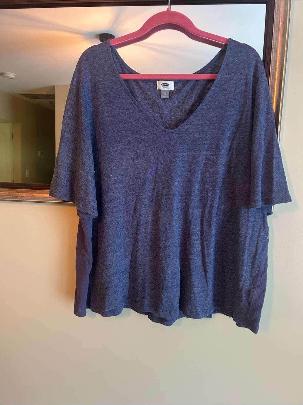 Old Navy Dark Blue V-Neck Flutter Sleeve Tee